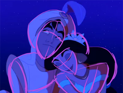 Aladdin and Jasmine: lines of action, basic shapes