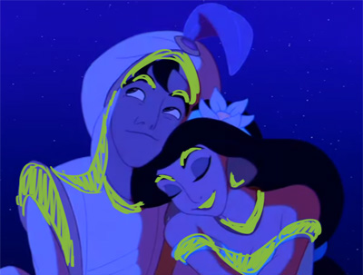 The art style of Aladdin and Jasmine