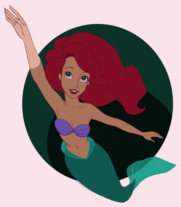 Drawing of Ariel reaching to the surface