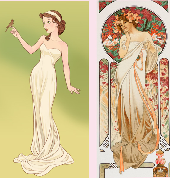Alphonse Mucha Dress Study